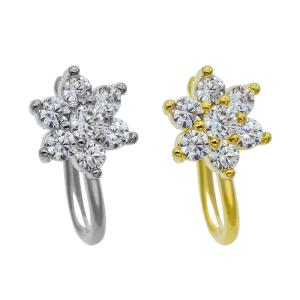 Quality Gold Plated Nose Cuffs Fake Nose Piercing Jewelry CZ Septum Hoop Men Women wholesale