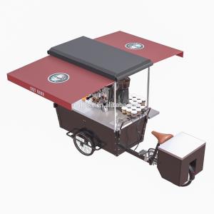 Quality Wooden Bicycle 15km/H 25° Climbing Coffee Vending Cart wholesale