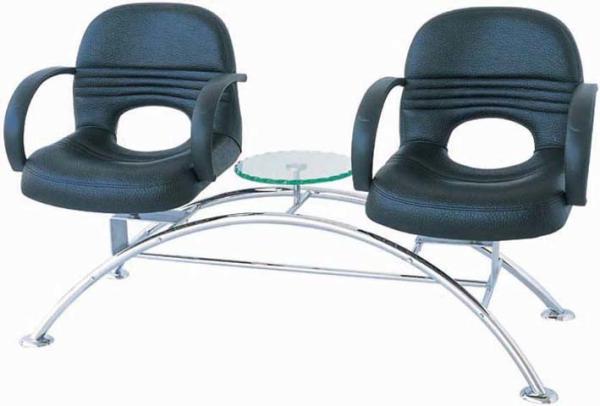 2 Or 3 Seat Salon Waiting Chairs With Table , Hair Salon Reception Chairs 38cm