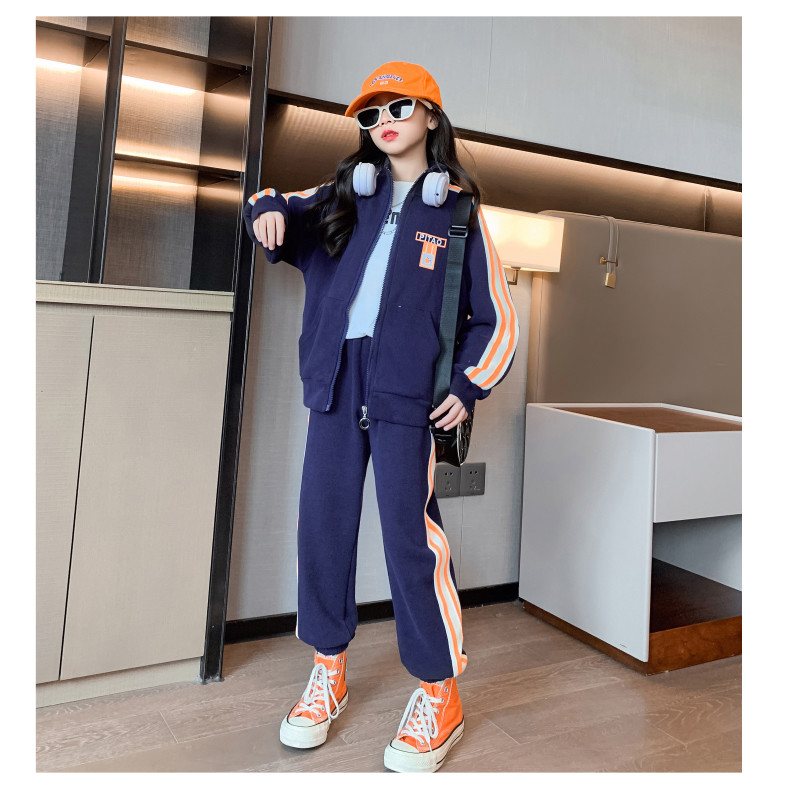 Spring Autumn Trend Girls Two Piece Outfit Sets Royal Blue Letter Print