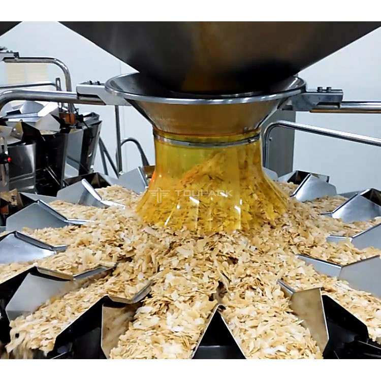 14 Head All In One Weighing Packaging Machine For Coconut Crispy Chips Filling Machine