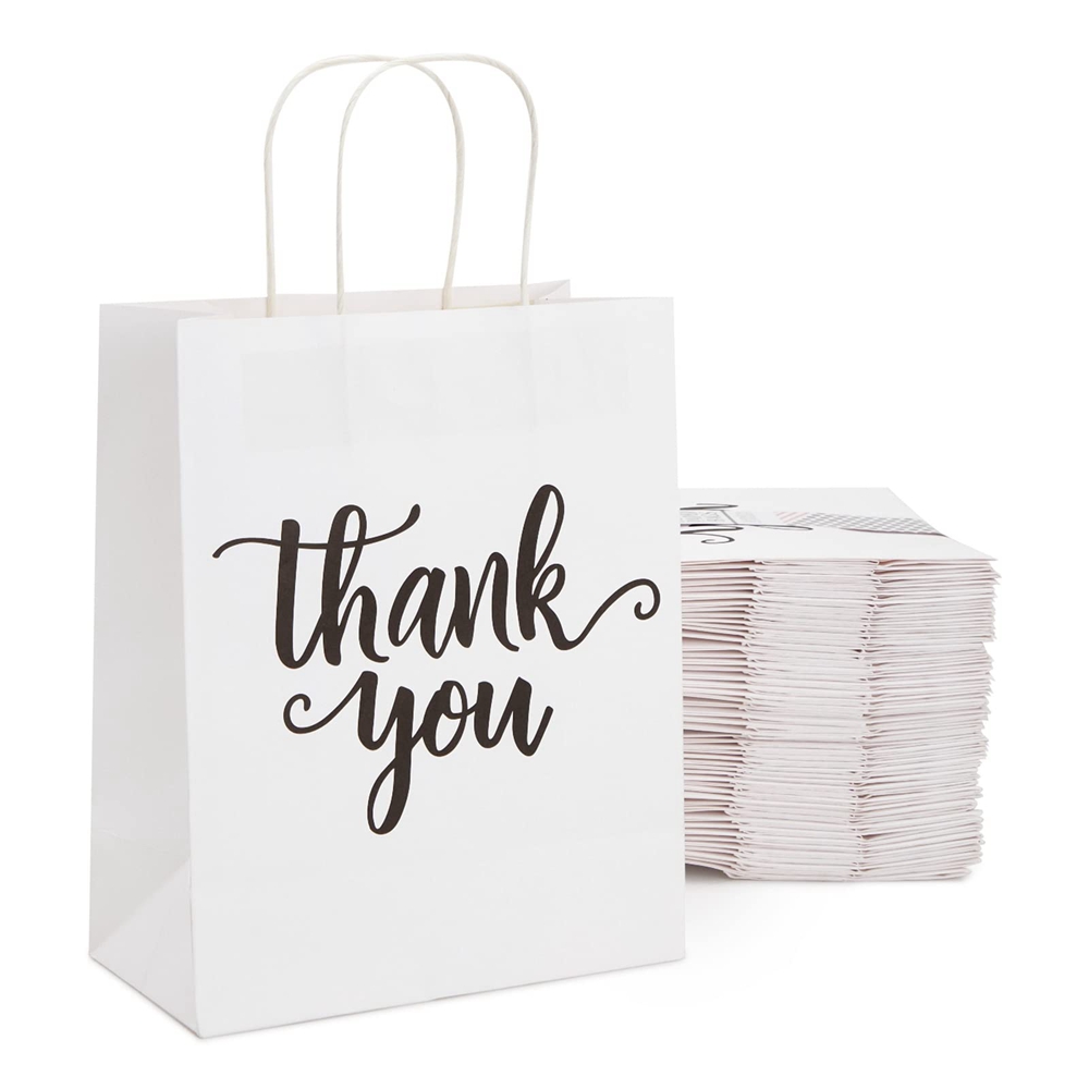 Kraft Paper Thank You Clothing Gift Jewelry Shopping Paper Bag for Business Shopping