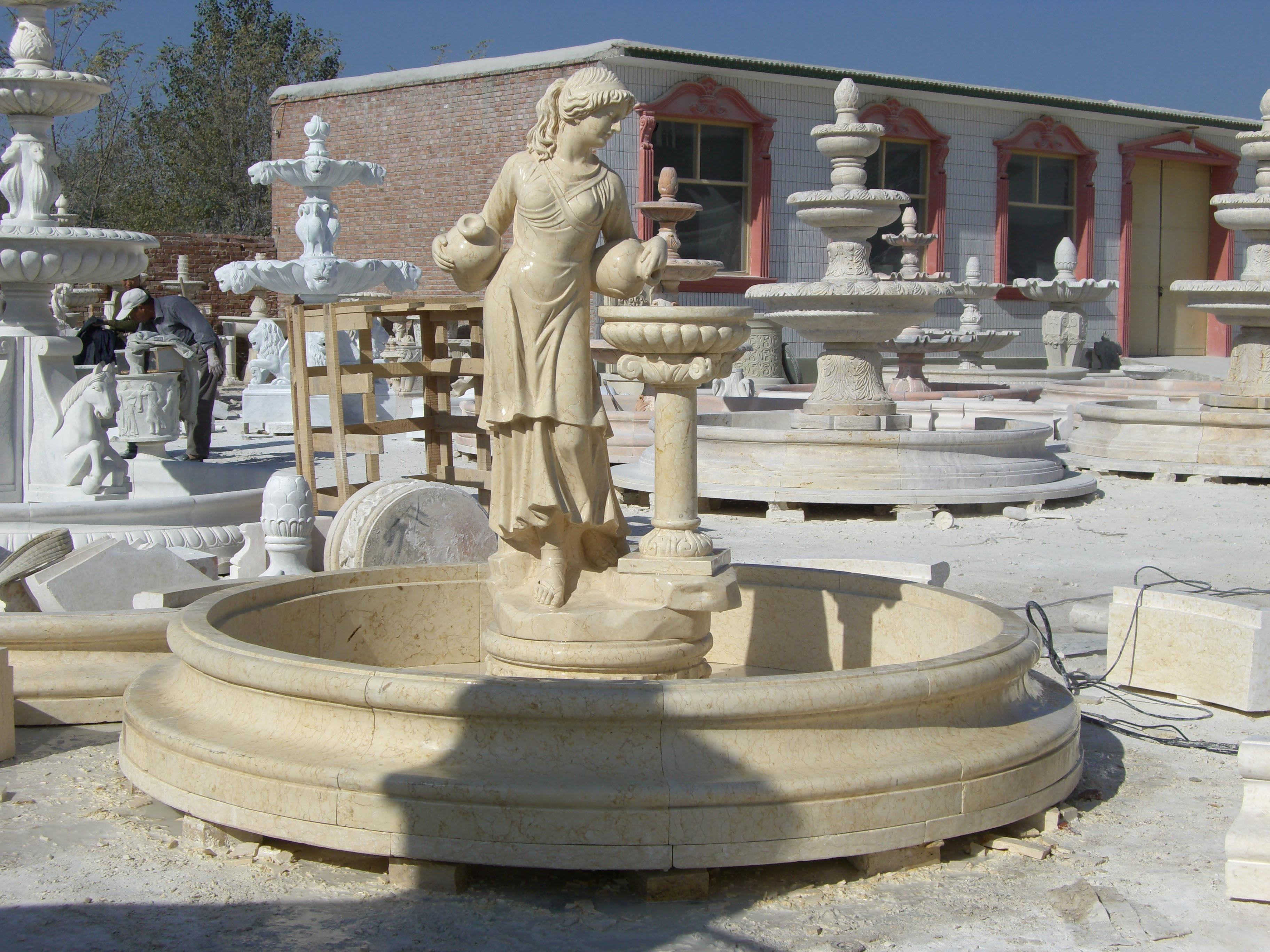 Simple 3 Tier 10x10cm Sample White Marble Water Fountain Stone Carving Sculpture