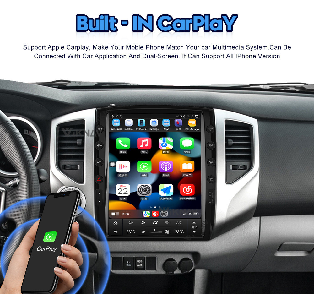 Viknav Car Radio For TOYOTA Tacoma HILUX (2005-2015) 13.6 inch PX6 2 din Android GPS Navigation Stereo Receiver Tape Rec