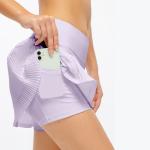 5 Colors 90% Nylon Womens Tennis Skirt With Safety Pants Sweat Wicking