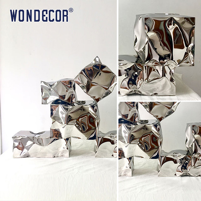 Indoor Modern Art Metal Abstract Mirror Polished Geometric Stainless Steel Sculpture