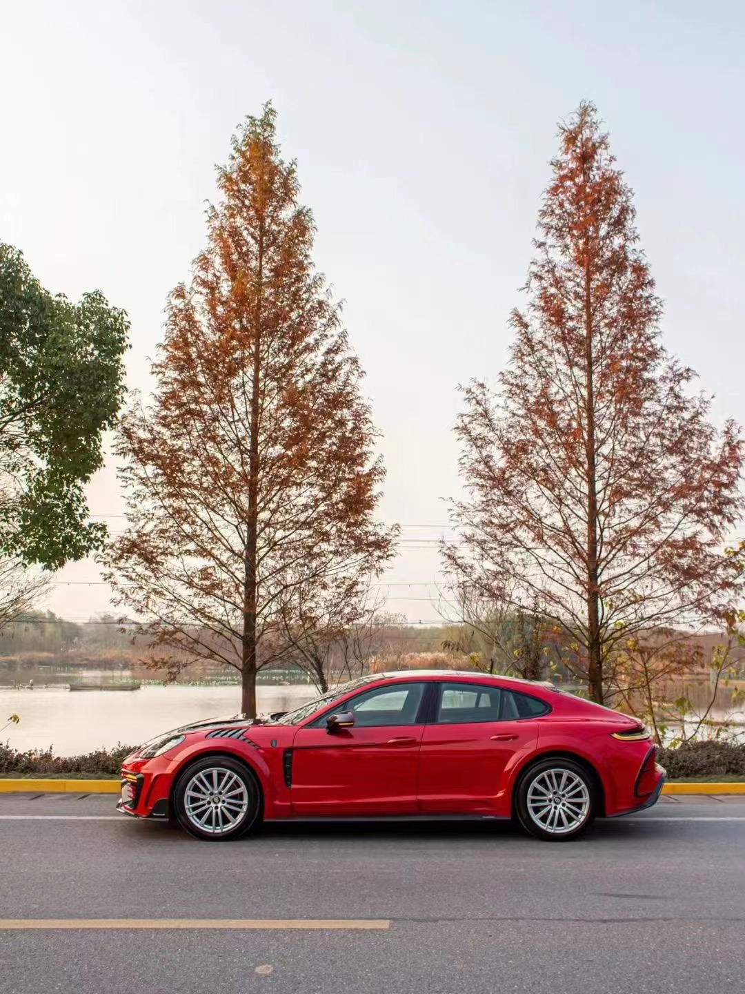MSY Panamera 971 Body Kit Red Carbon Fiber Replace Front Bumper Spoiler Widebody Kit