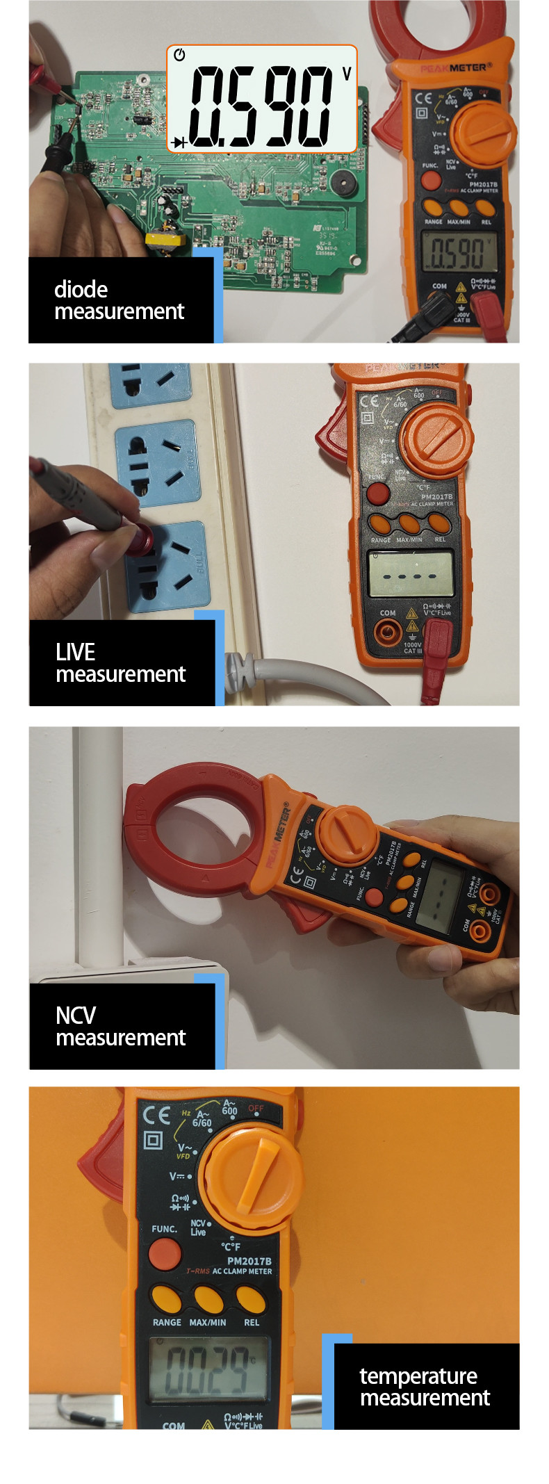 6000 Counts Digital AC Clamp Meters With Non-Contact Voltage detaction,NCV and Ture RMS