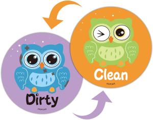 Quality OEM Animal Owl magnetic Clean Dirty Flip Sign Dishwasher Sticker Clean Dirty wholesale