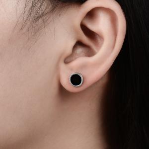 Quality Titanium steel oil unilateral round dumbbell Style stud earrings for women men lover couples Jewelry Gifts 6mm-12mm wholesale