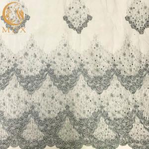 Quality Exquisite Beaded Handmade Embroidery Lace Fabric For Evening Dress wholesale
