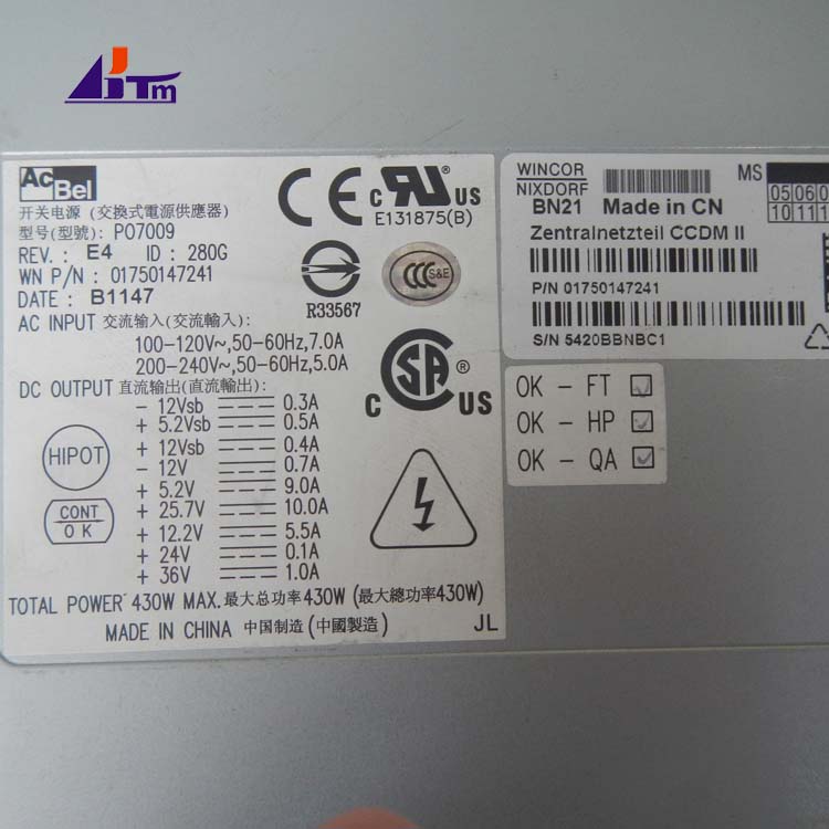 Wincor Nixdorf Central Power Supply CCDM II 1750147241 01750147241
