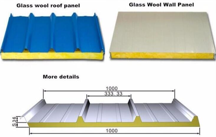 Fiber Glass Wool Insulated Sandwich Panel Building Material Multi Colored