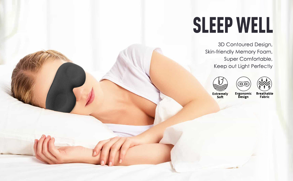 Elastic Headband Lightweight Silk Fabric 3D Memory Foam Sleeping Silk Eye Mask