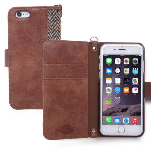 Quality Brown Iphone 6 6s Wallet Case Harris Tweed Premium Fabrics 4.7 Inch wholesale