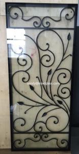 Quality interior doors wrought iron glass with 8*8mm black steel bar wholesale