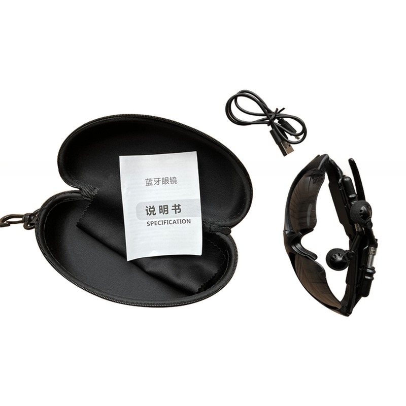 Black Outdoor Sport Bluetooth Sun Glasses with 187*85*75mm Dimensions