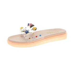Quality Rivet Women'S Toeless Slippers Custom Logo Beach Sandals Slides PU Material wholesale