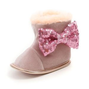 Quality Wholesale Cheap Flannel Bowknot girl 0-18 months infant crib booties baby wholesale