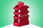 Red POS Cardboard Advertising Displays 2 Sided Four Shelf Large Space Stable