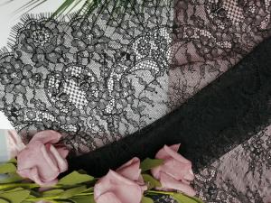 Quality Black Tulle Structured French Black Chantilly Lace Fabric wholesale