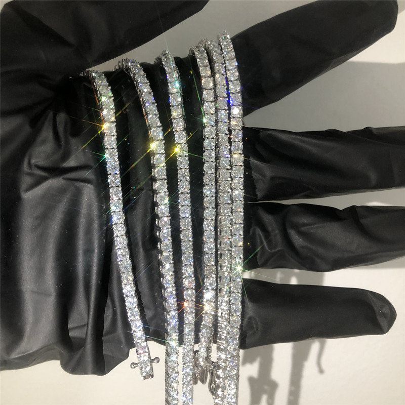 5mm 6.5mm Moissanite Tennis Necklace Hand Set Lab Diamond Tennis Necklace