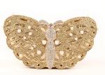Custom Ladies Butterfly Shape Gold Evening Bag , Wedding Diamond Evening Clutch