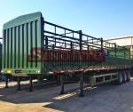 Steel Side Bar Fence Animal Transport Trailer , 50T 3 Axle Cattle Livestock