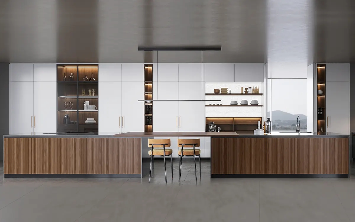 Italian Kitchen Cabinet Modern Design High End Lacquer and Laminated Finish