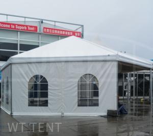 Quality Opening Hexagon Tent Customized Size Glass Wall Double Wings Glass Door wholesale