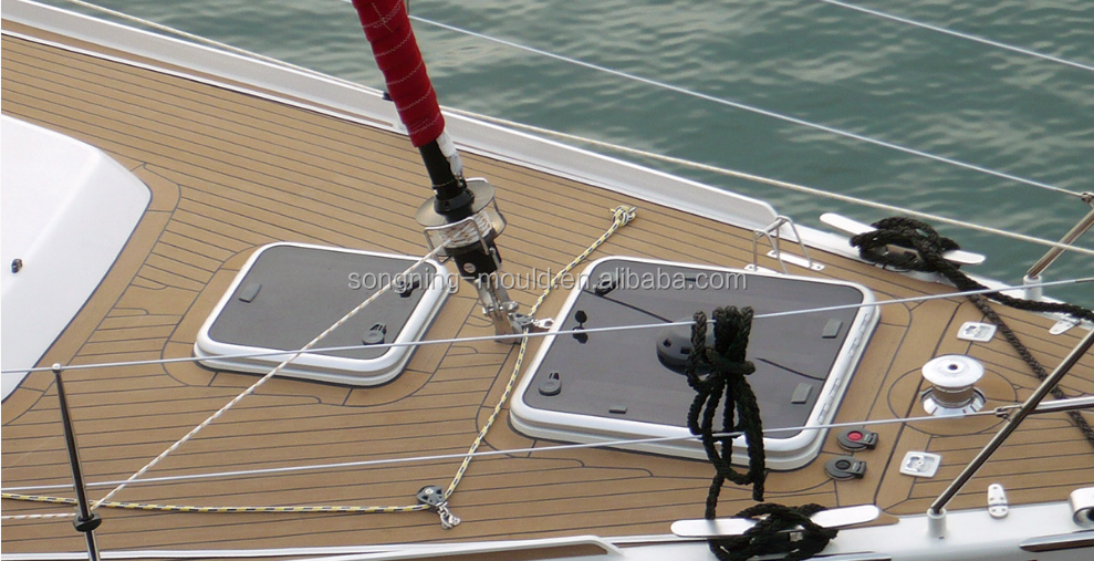 Boat Marine Decking Flexible Plastic Composite Synthetic Teak Flooring for Durability