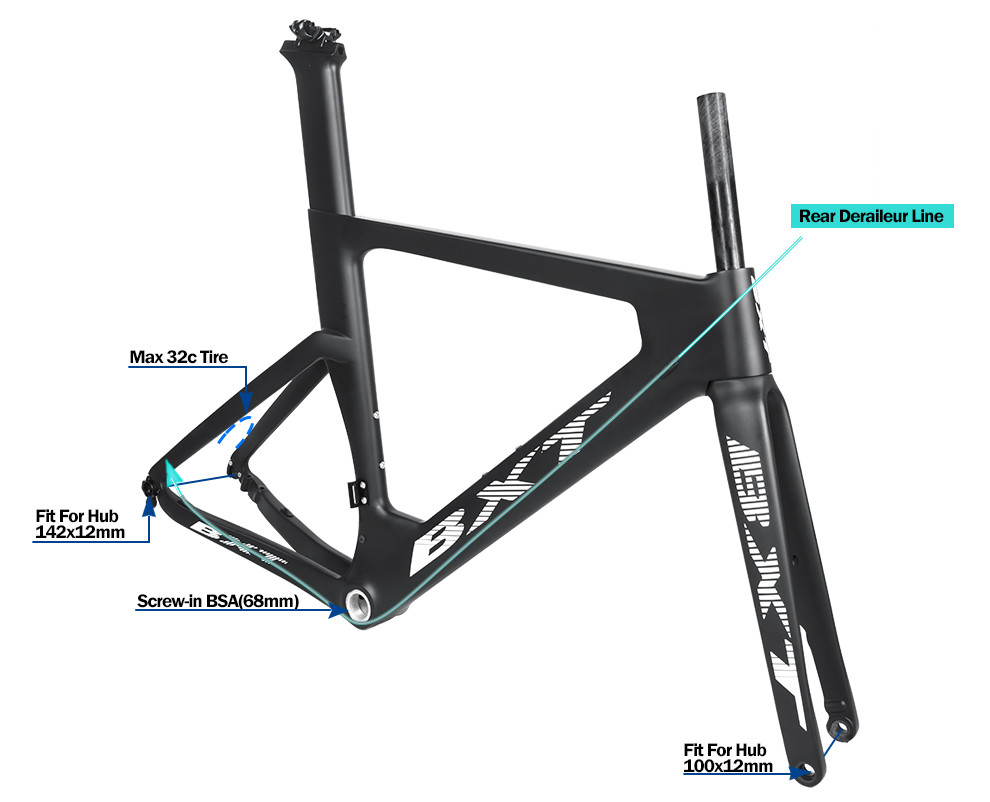 Aero Carbon Fiber Fat Bike Frame Racing 700C Carbon Fiber Track Bike Frame