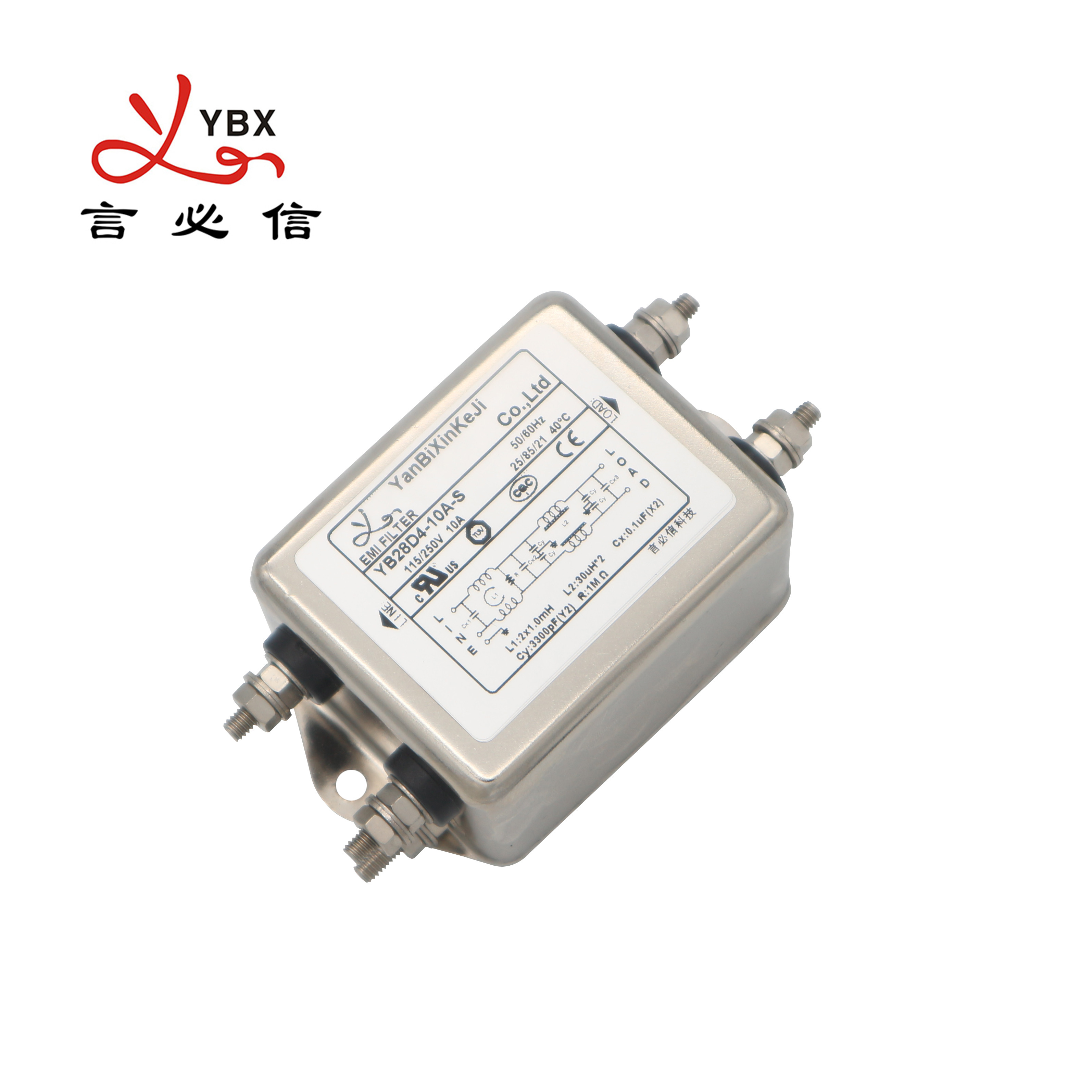 Single Phase Emi Power Filters 3A 6A 10A Bolts AC Low Pass Filter