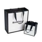 Luxury Customized Printed Euro Paper Gift Bags With Logo Gravure Printing Ivory
