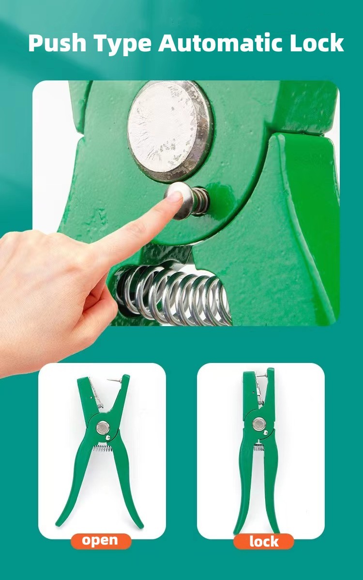 Green Goat Sheep Cattle Ear Marking Pliers Alloy Steel Anti Rust
