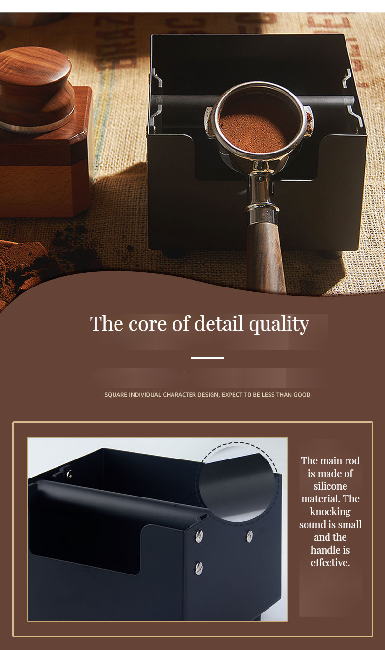 Non Slip Base Food Safe Silicone Coffee Knock Box Tamper Mat with Removable Knock Bar