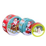 Round Tin Cans Holiday Tin Box Sets Christmas Gift Metal Tins with Lids Printed