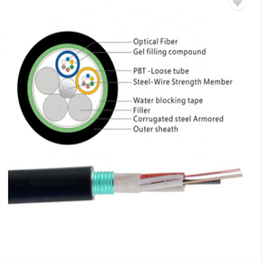 GYXTW steel tape armored 16 core optical fiber cable with low price per meter
