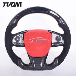 Quality LED Smart Black Alcantara Carbon Fiber Steering Wheel For Honda Civic wholesale