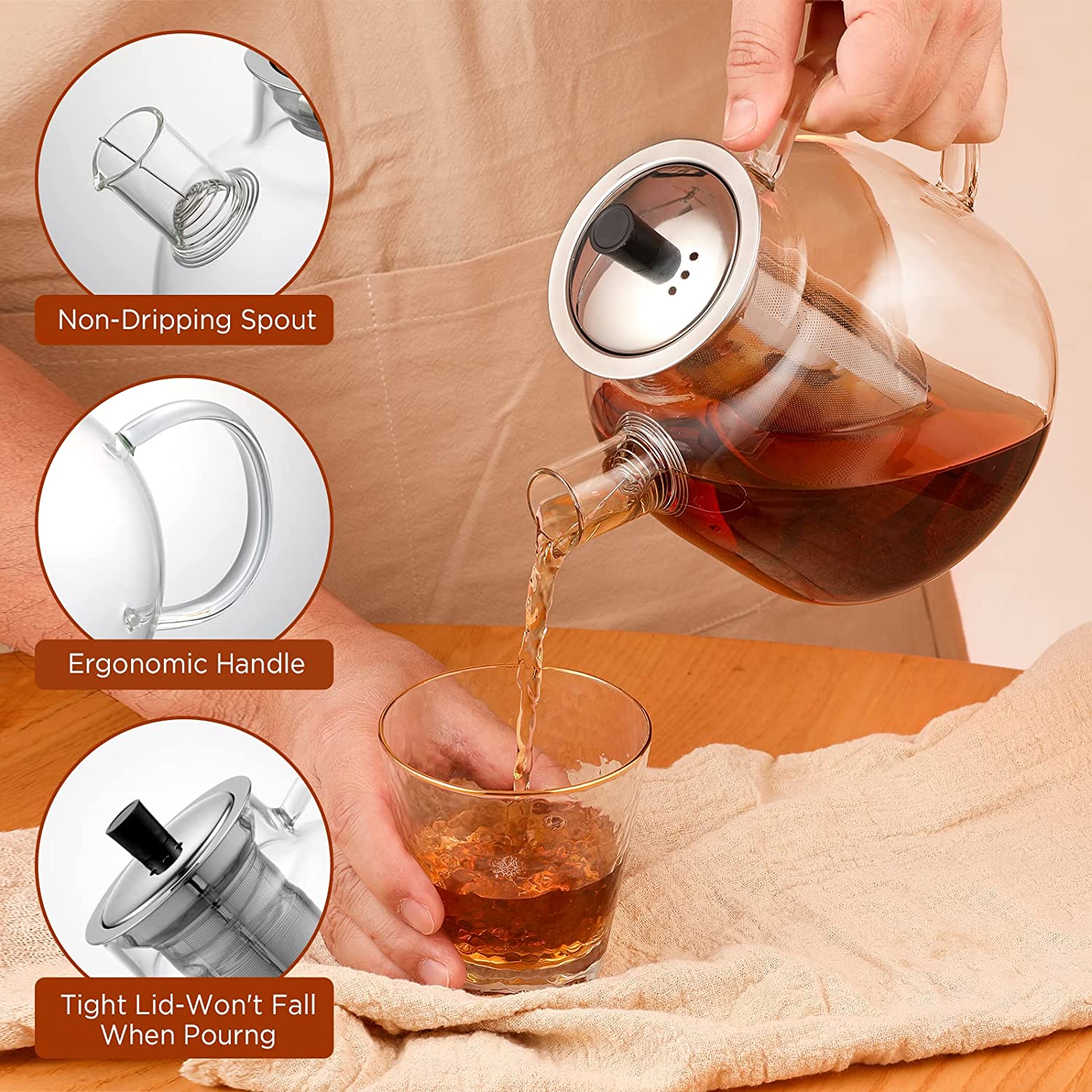 50 oz Clear Kettle Cup Set for Coffee Transparent and Logo Customize Logo Acceptable