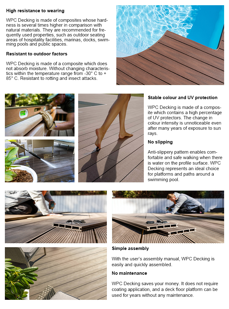 Best Solid Core Piso WPC PVC Patios Timber Smooth 3D Embossing Outdoor Composite Deck