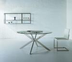 Stainless Steel Tempered Glass Round Table , Clear Living Room Round Table