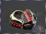 2D Or 3D Design Zinc Alloy Ring With Red Stones Environmental Friendly