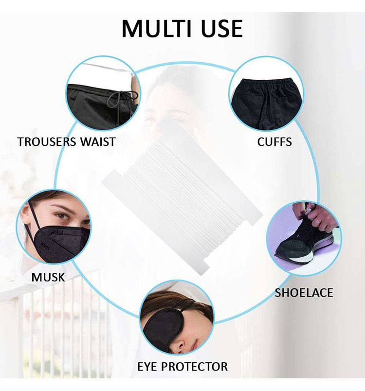3MM 5MM Spandex & Chinlon Material For Disposable Flat & Round Elastic Earloop Rope