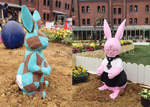 Quality Outdoor Park Fiberglass Rabbit Statues Lovely Appearance Eco Friendly wholesale