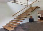 DIY Prefabricated Steel Stringer Floating Steps Staircase With Wood Tread