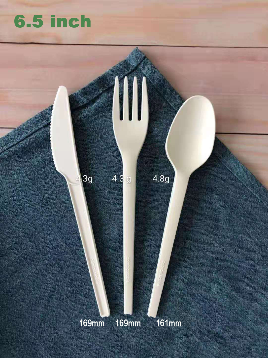 CPLA Disposable Paper Packaging Accessories Cutlery Sets 6.5-7 Inches 4-4.5gr