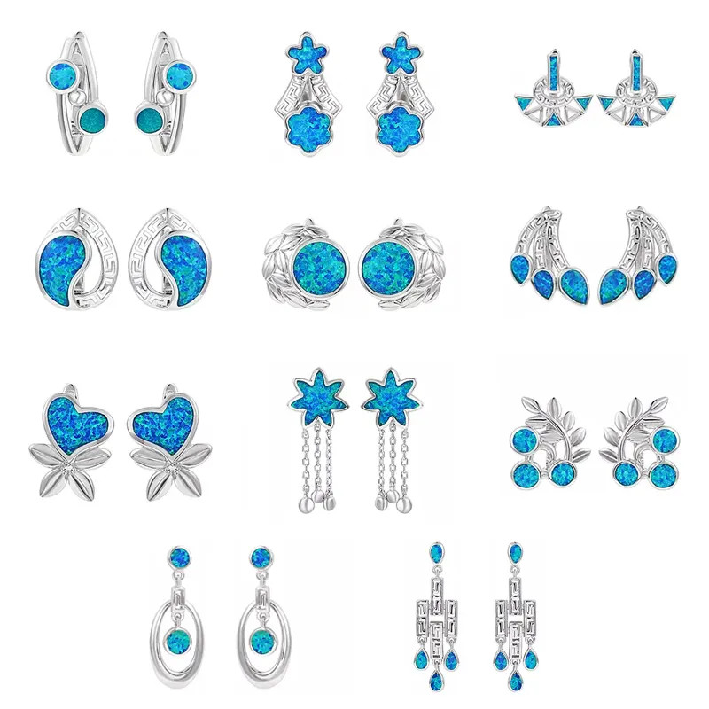 Multicolor Small Gold Plated Sterling Opal Jewelry Stud Earrings for Women