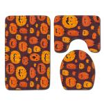 Halloween Polyester Fiber Toilet Mat Set Bathroom Three Piece Bath Rug Set