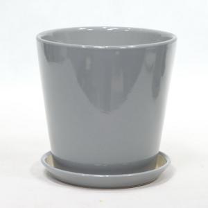 Quality Indoor Round Glossy Grey Ceramic Planter With Drainage wholesale
